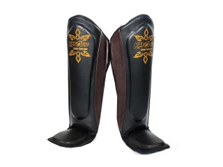 Kanong Real leather Boxing Shin guards : Brown and Black